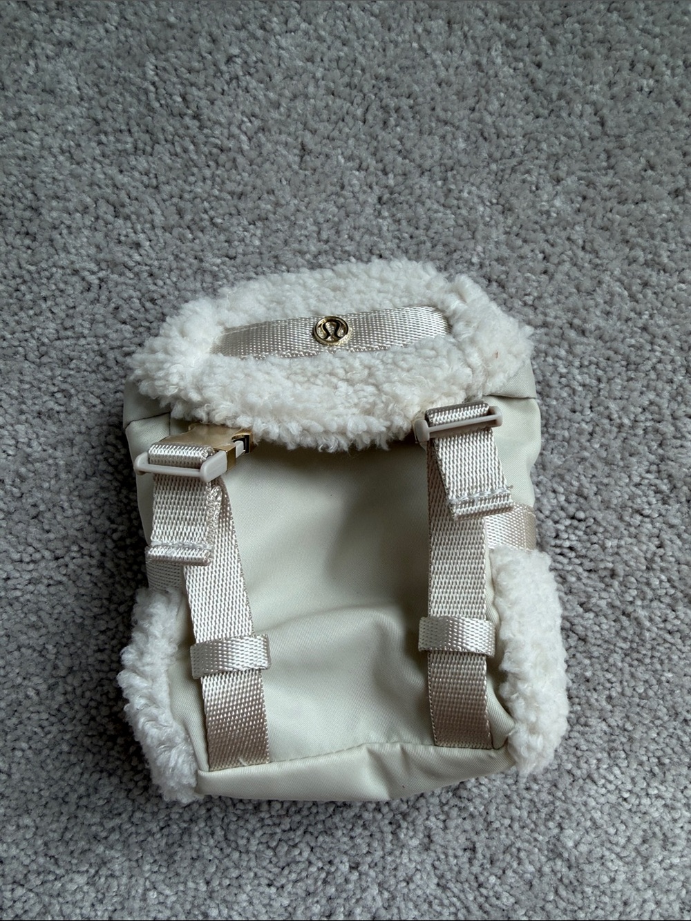 Lululemon Cream Sherpa Trim Mini nano Backpack